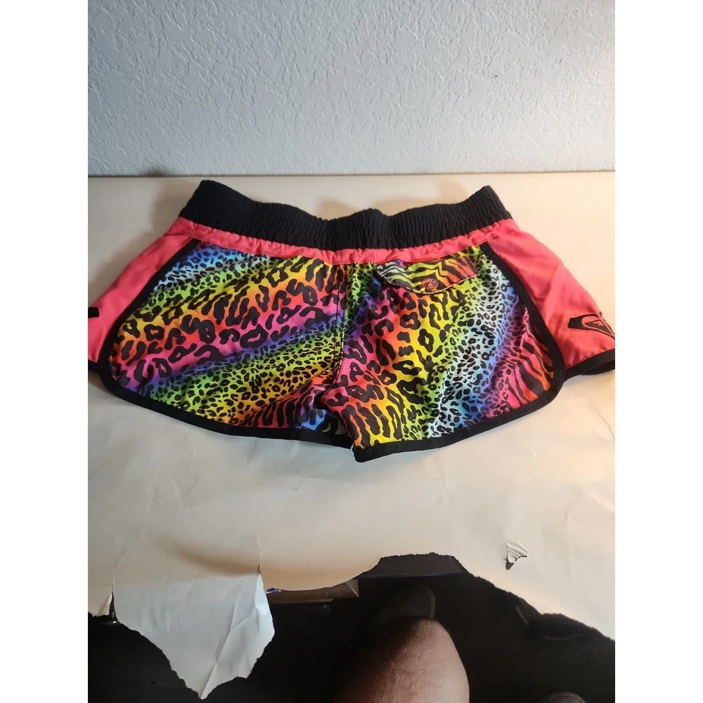 Roxy Y2K Neon Colorful Graphic Animal Print Micro Board Shorts Size 5